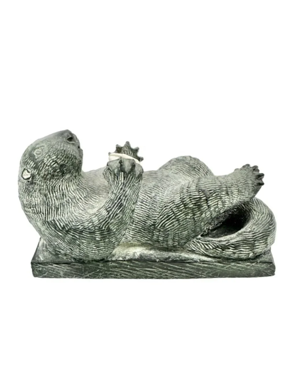 The Wolf Sculptures Handcrafted Canadian Gray Sea Otter Figurine W/ Shell
